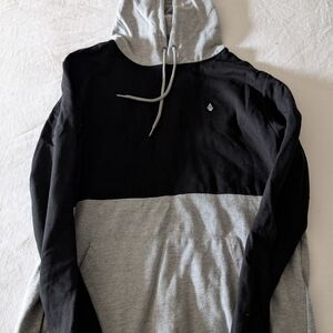 Volcom Black and Gray Color-Blocked Sweatshirt Hoodie